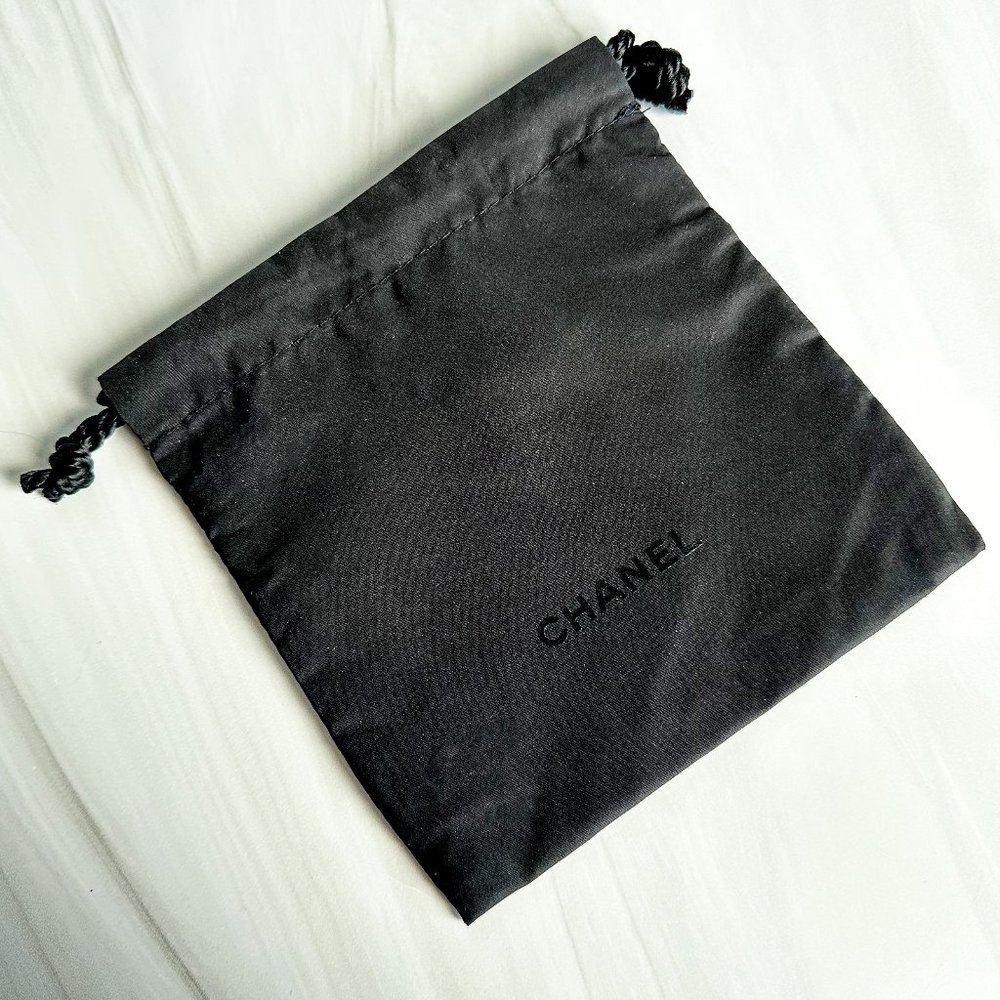CHANEL Jewelry Gift Cosmetic Beauty Makeup Pouch Black Drawstring Bags SET of 3